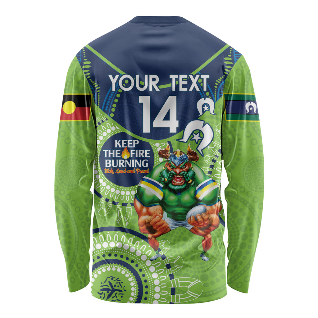 Custom NRL Raiders NAIDOC Week Long Sleeve Shirt Keep The Fire Burning Indigenous Art