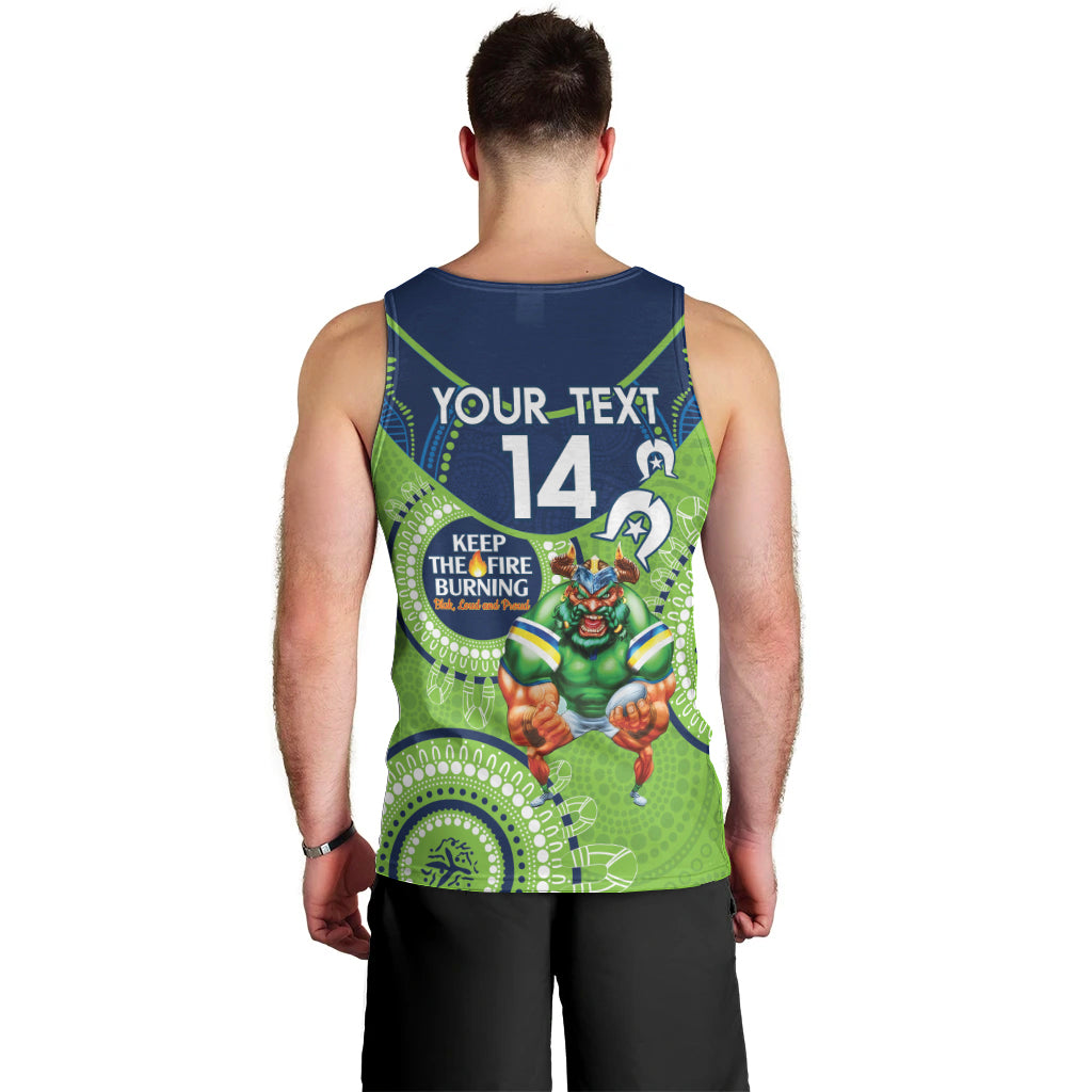 Custom NRL Raiders NAIDOC Week Men Tank Top Keep The Fire Burning Indigenous Art