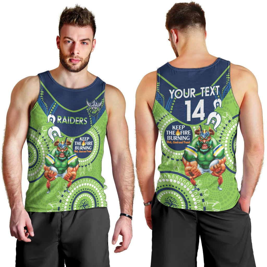 Custom NRL Raiders NAIDOC Week Men Tank Top Keep The Fire Burning Indigenous Art