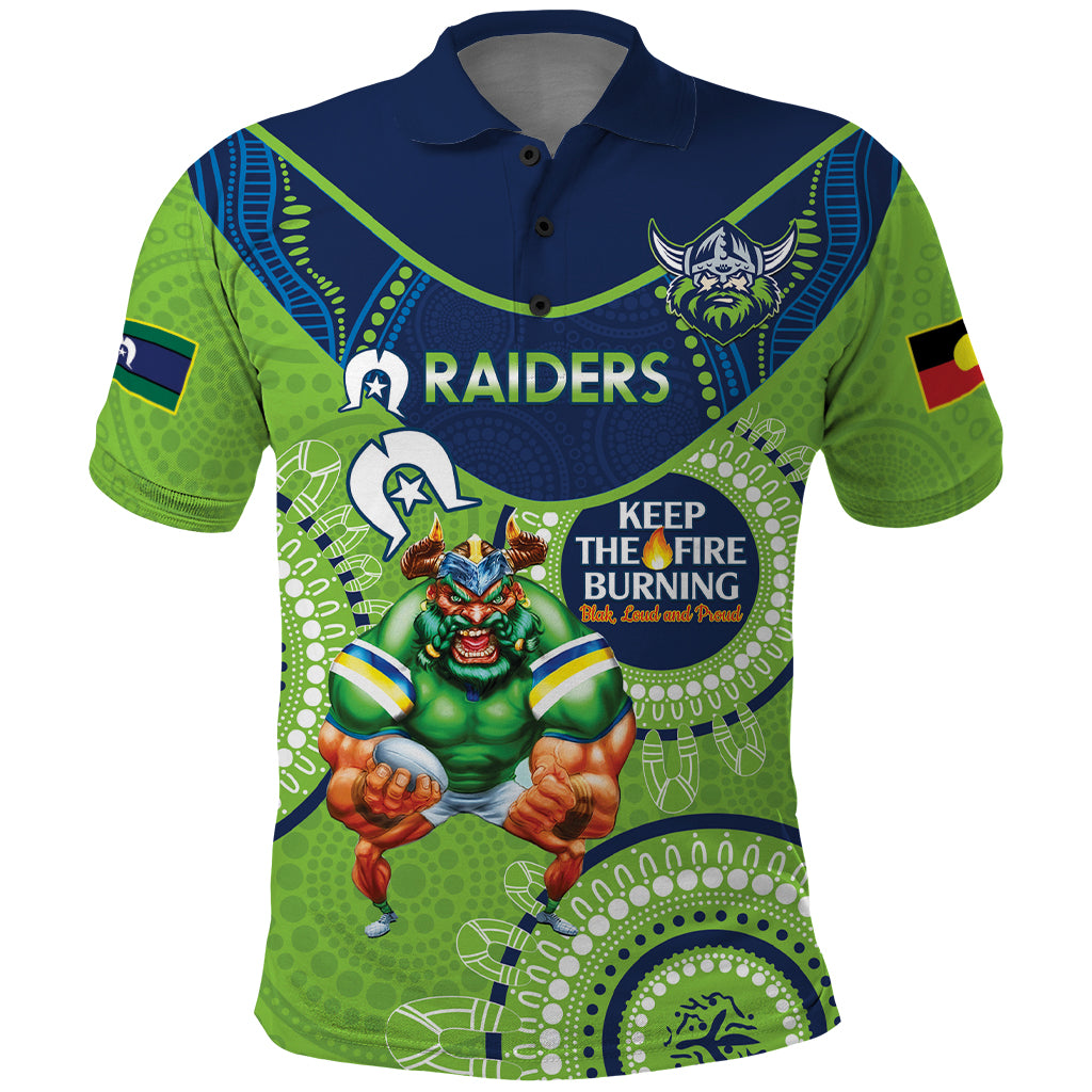 Custom NRL Raiders NAIDOC Week Polo Shirt Keep The Fire Burning Indigenous Art