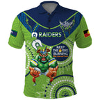 Custom NRL Raiders NAIDOC Week Polo Shirt Keep The Fire Burning Indigenous Art