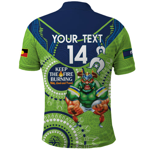 Custom NRL Raiders NAIDOC Week Polo Shirt Keep The Fire Burning Indigenous Art