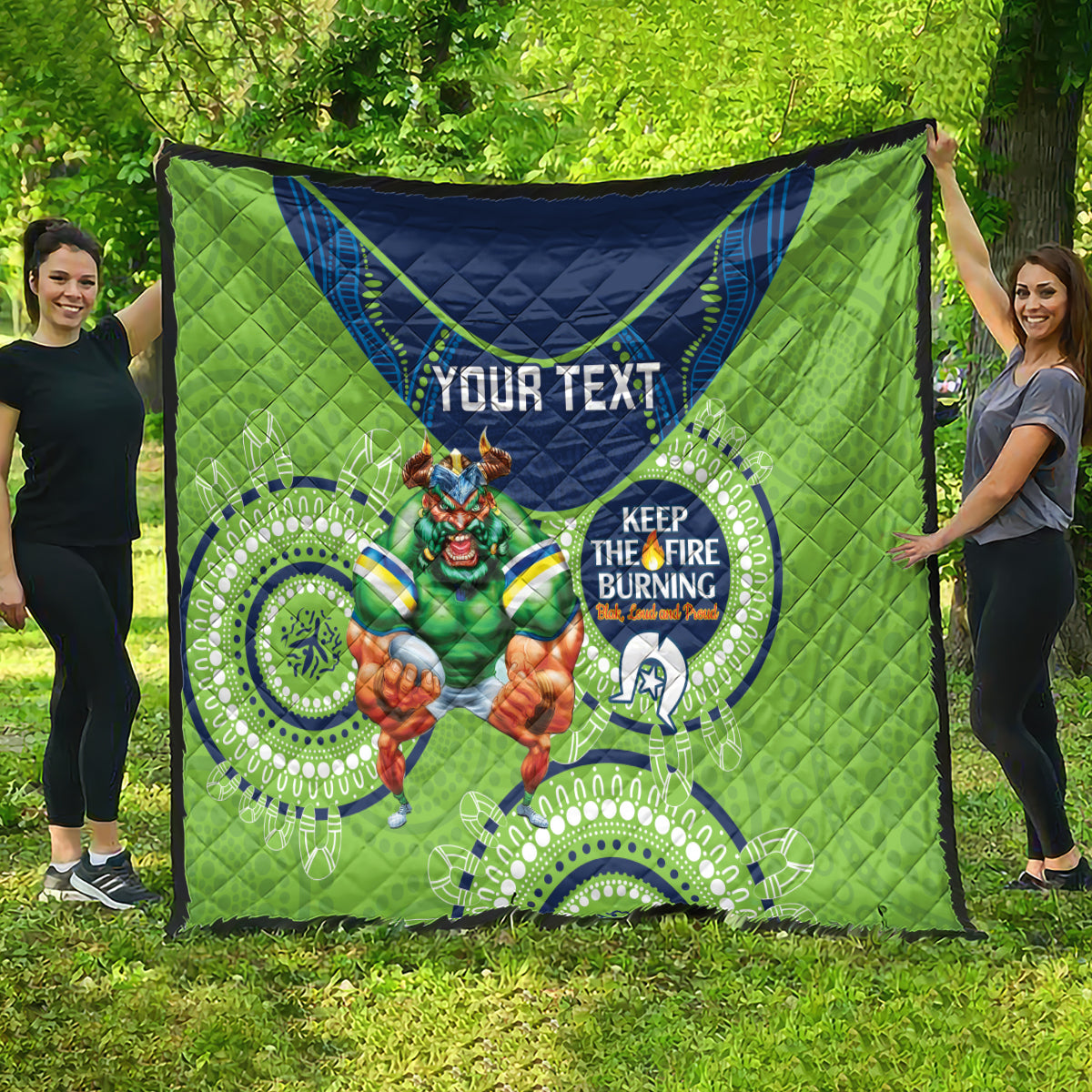 Custom NRL Raiders NAIDOC Week Quilt Keep The Fire Burning Indigenous Art