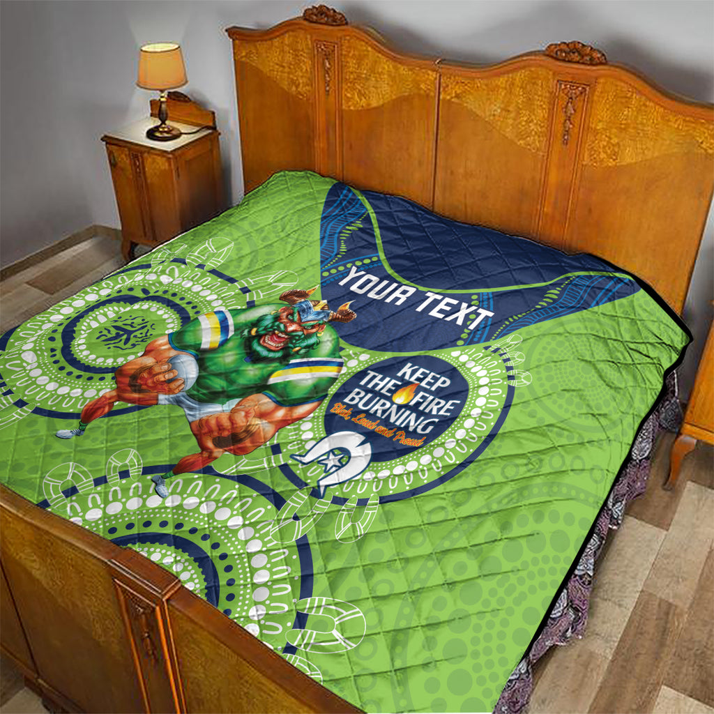Custom NRL Raiders NAIDOC Week Quilt Keep The Fire Burning Indigenous Art