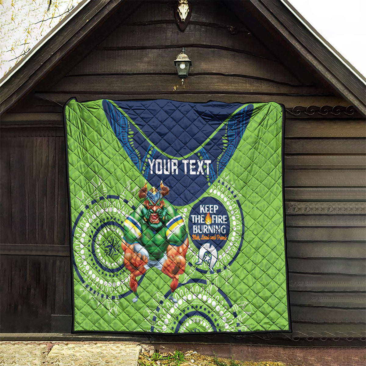 Custom NRL Raiders NAIDOC Week Quilt Keep The Fire Burning Indigenous Art