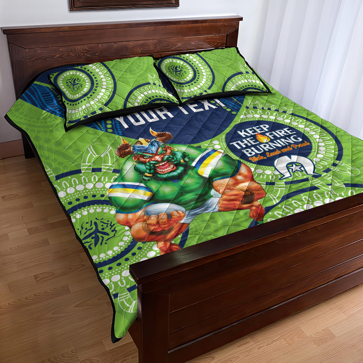 Custom NRL Raiders NAIDOC Week Quilt Bed Set Keep The Fire Burning Indigenous Art
