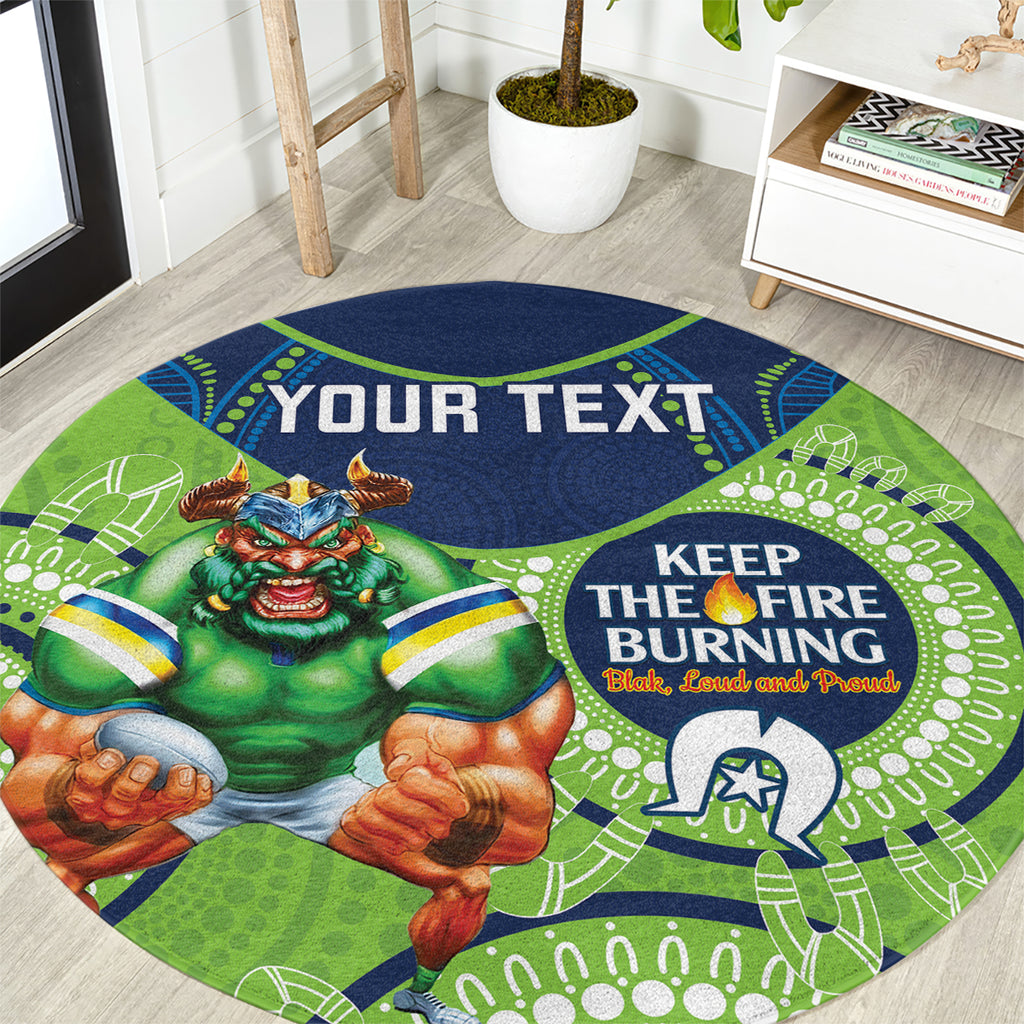 Custom NRL Raiders NAIDOC Week Round Carpet Keep The Fire Burning Indigenous Art
