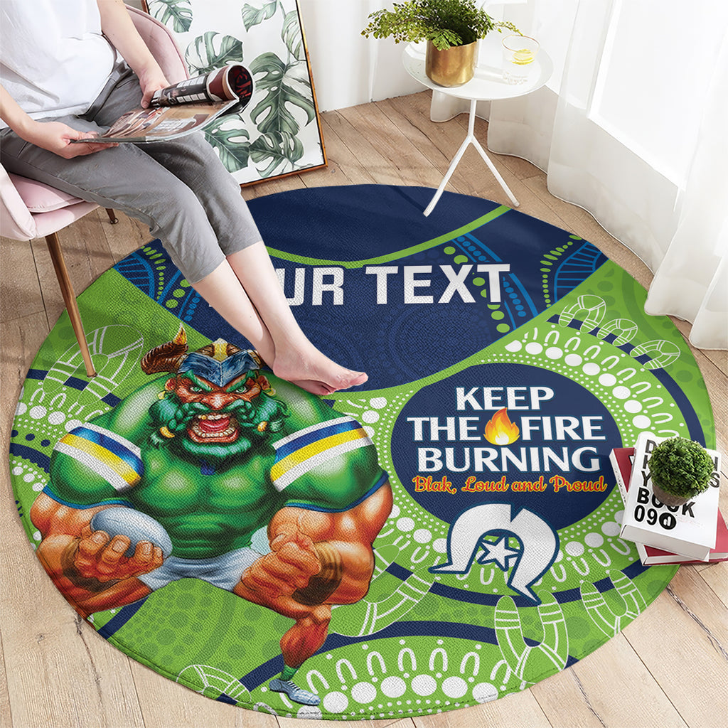 Custom NRL Raiders NAIDOC Week Round Carpet Keep The Fire Burning Indigenous Art