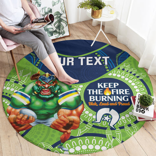 Custom NRL Raiders NAIDOC Week Round Carpet Keep The Fire Burning Indigenous Art