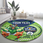 Custom NRL Raiders NAIDOC Week Round Carpet Keep The Fire Burning Indigenous Art