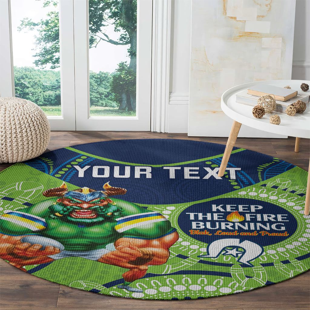Custom NRL Raiders NAIDOC Week Round Carpet Keep The Fire Burning Indigenous Art