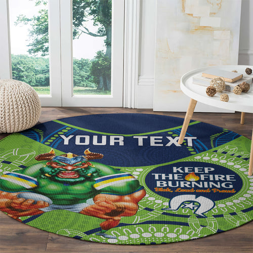 Custom NRL Raiders NAIDOC Week Round Carpet Keep The Fire Burning Indigenous Art