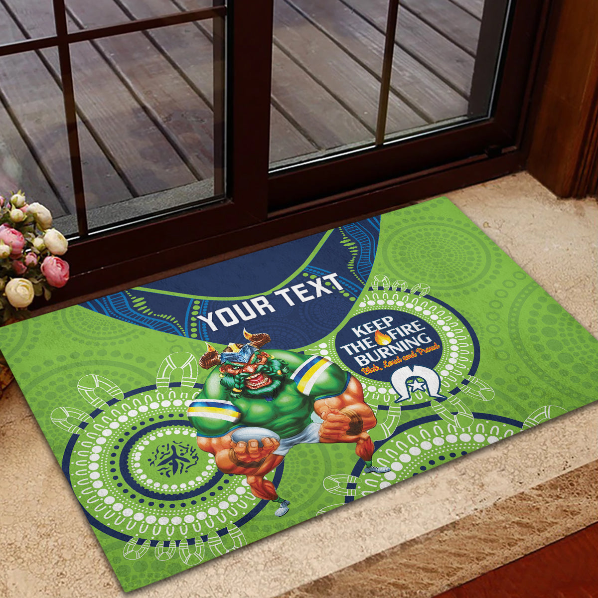 Custom NRL Raiders NAIDOC Week Rubber Doormat Keep The Fire Burning Indigenous Art