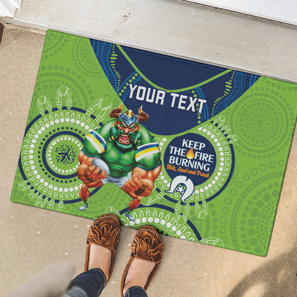 Custom NRL Raiders NAIDOC Week Rubber Doormat Keep The Fire Burning Indigenous Art