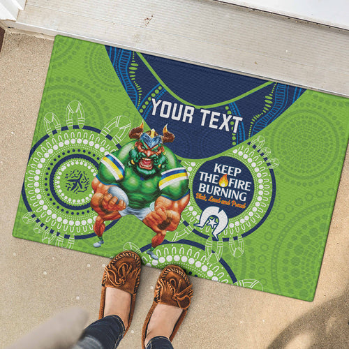 Custom NRL Raiders NAIDOC Week Rubber Doormat Keep The Fire Burning Indigenous Art