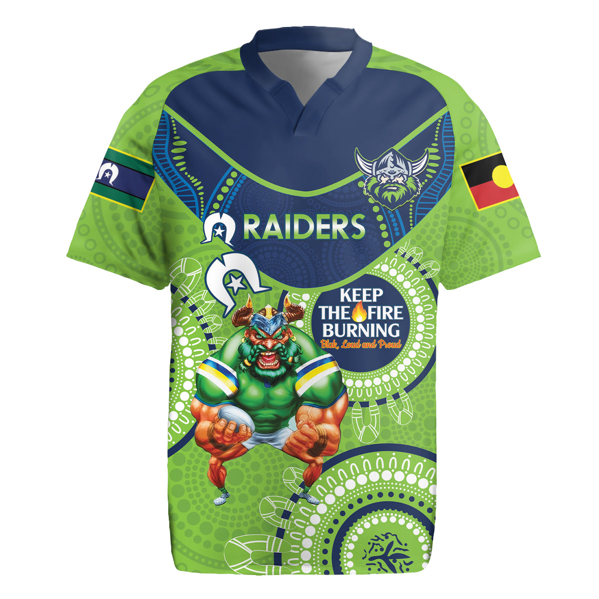 Custom NRL Raiders NAIDOC Week Rugby Jersey Keep The Fire Burning Indigenous Art