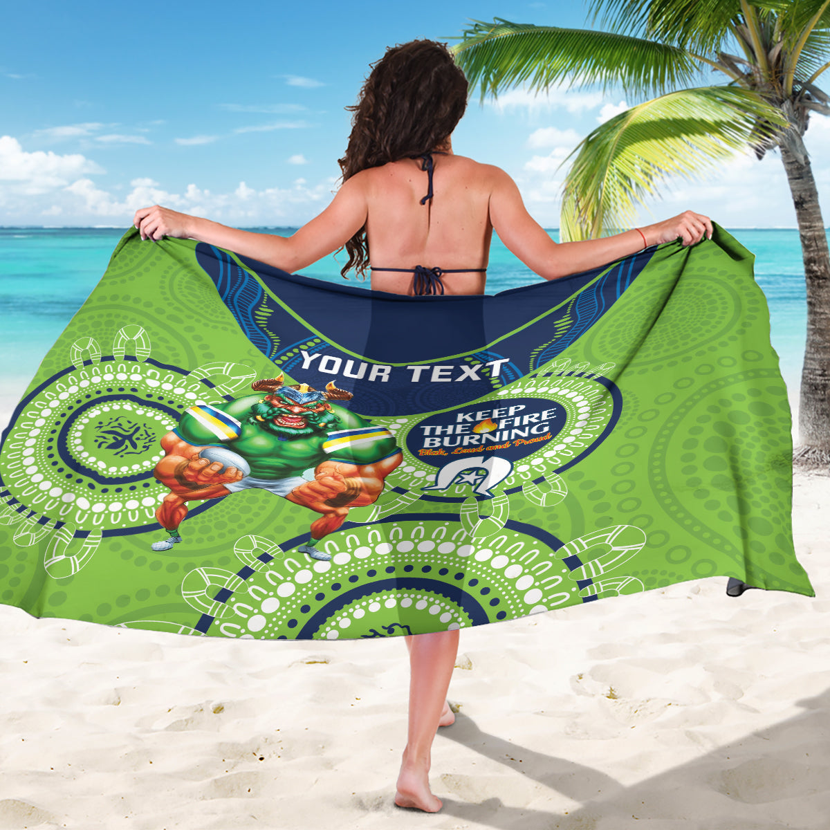 Custom NRL Raiders NAIDOC Week Sarong Keep The Fire Burning Indigenous Art