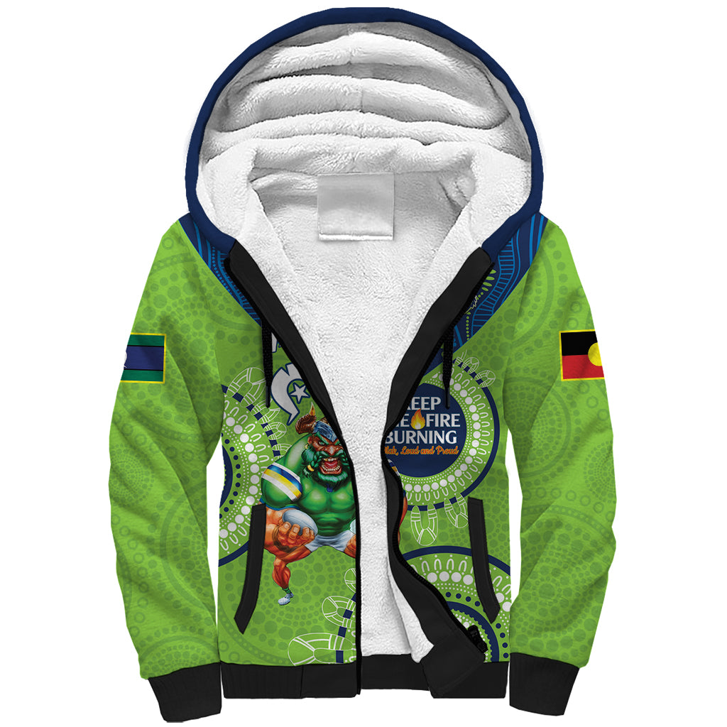 Custom NRL Raiders NAIDOC Week Sherpa Hoodie Keep The Fire Burning Indigenous Art