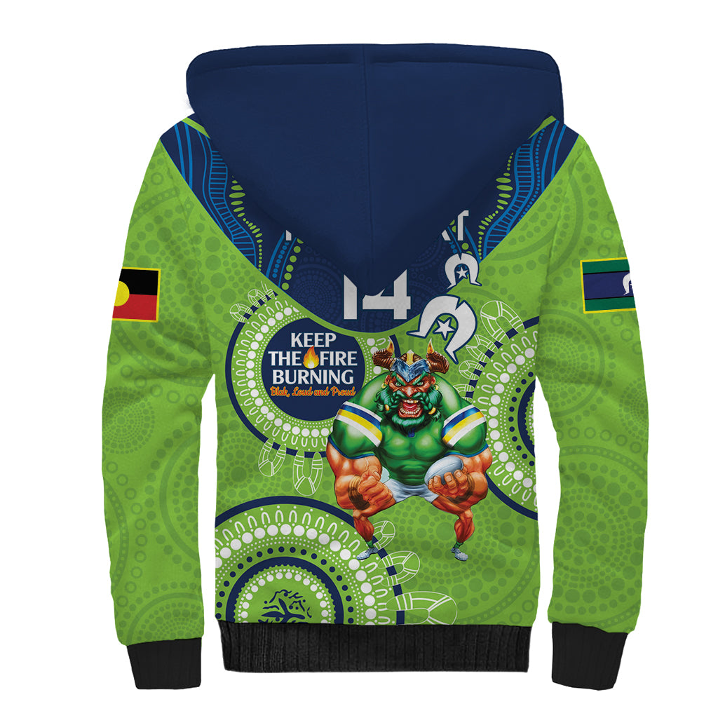 Custom NRL Raiders NAIDOC Week Sherpa Hoodie Keep The Fire Burning Indigenous Art