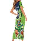 Custom NRL Raiders NAIDOC Week Short Sleeve Bodycon Dress Keep The Fire Burning Indigenous Art