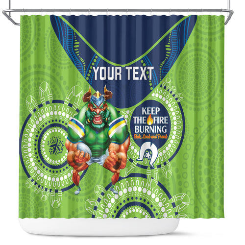 Custom NRL Raiders NAIDOC Week Shower Curtain Keep The Fire Burning Indigenous Art