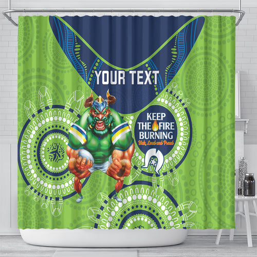 Custom NRL Raiders NAIDOC Week Shower Curtain Keep The Fire Burning Indigenous Art