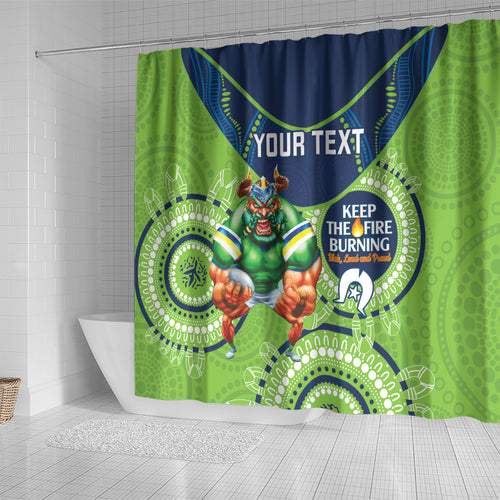 Custom NRL Raiders NAIDOC Week Shower Curtain Keep The Fire Burning Indigenous Art