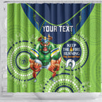 Custom NRL Raiders NAIDOC Week Shower Curtain Keep The Fire Burning Indigenous Art