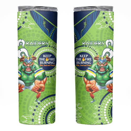NRL Raiders NAIDOC Week Skinny Tumbler Keep The Fire Burning Indigenous Art