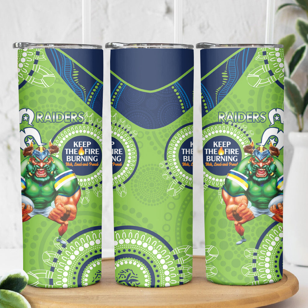 NRL Raiders NAIDOC Week Skinny Tumbler Keep The Fire Burning Indigenous Art