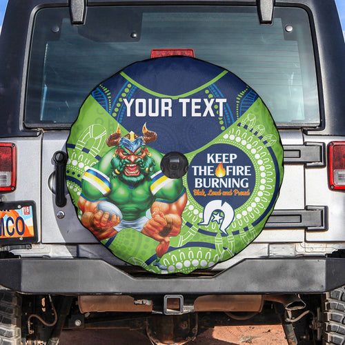 Custom NRL Raiders NAIDOC Week Spare Tire Cover Keep The Fire Burning Indigenous Art