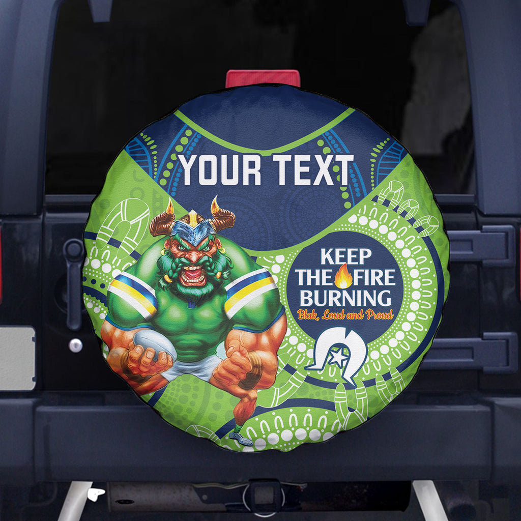Custom NRL Raiders NAIDOC Week Spare Tire Cover Keep The Fire Burning Indigenous Art