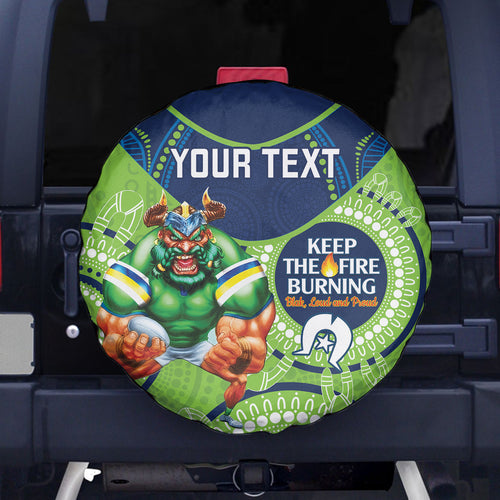 Custom NRL Raiders NAIDOC Week Spare Tire Cover Keep The Fire Burning Indigenous Art