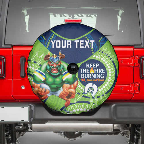 Custom NRL Raiders NAIDOC Week Spare Tire Cover Keep The Fire Burning Indigenous Art