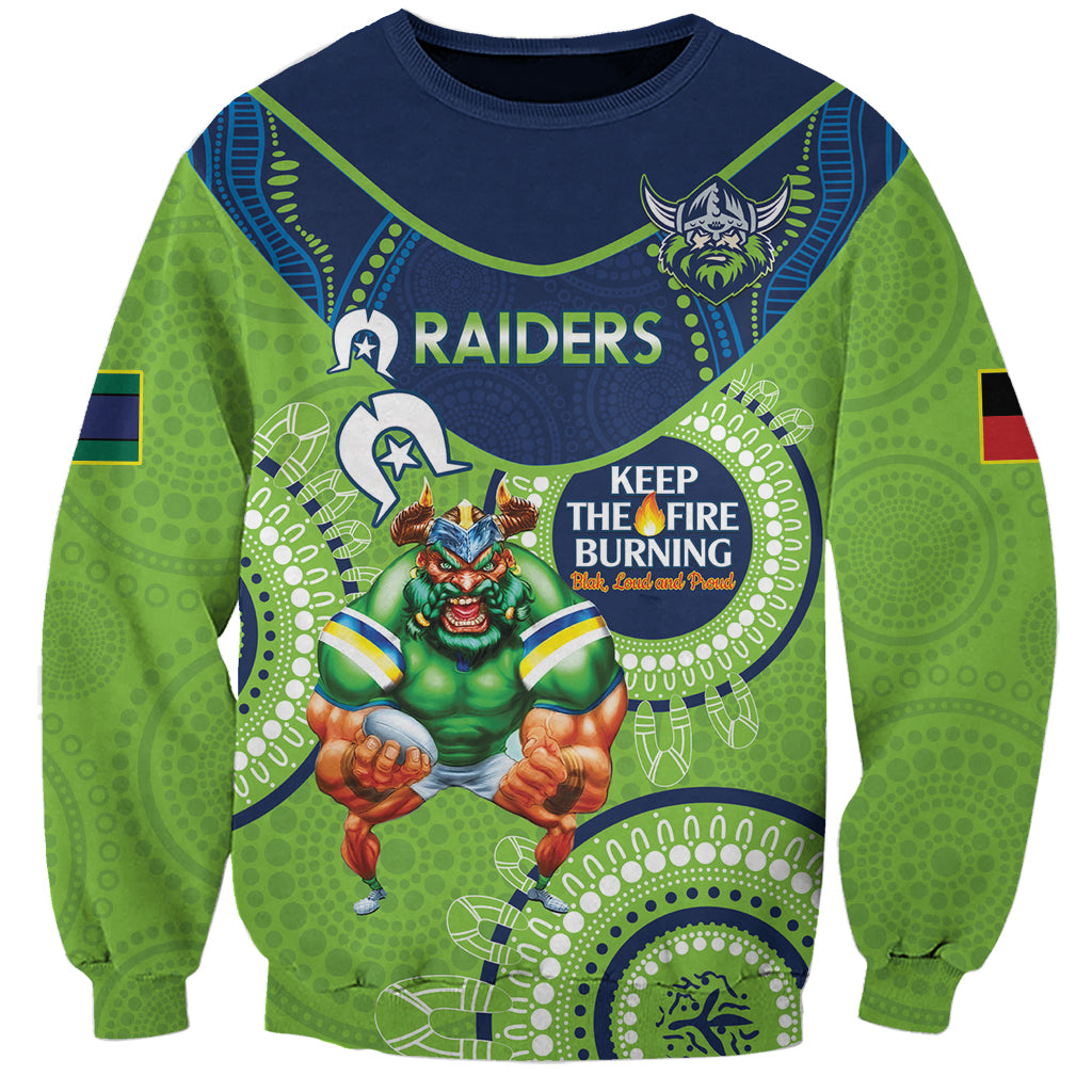 Custom NRL Raiders NAIDOC Week Sweatshirt Keep The Fire Burning Indigenous Art