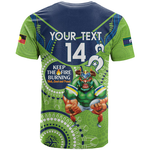 Custom NRL Raiders NAIDOC Week T Shirt Keep The Fire Burning Indigenous Art