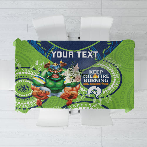 Custom NRL Raiders NAIDOC Week Tablecloth Keep The Fire Burning Indigenous Art
