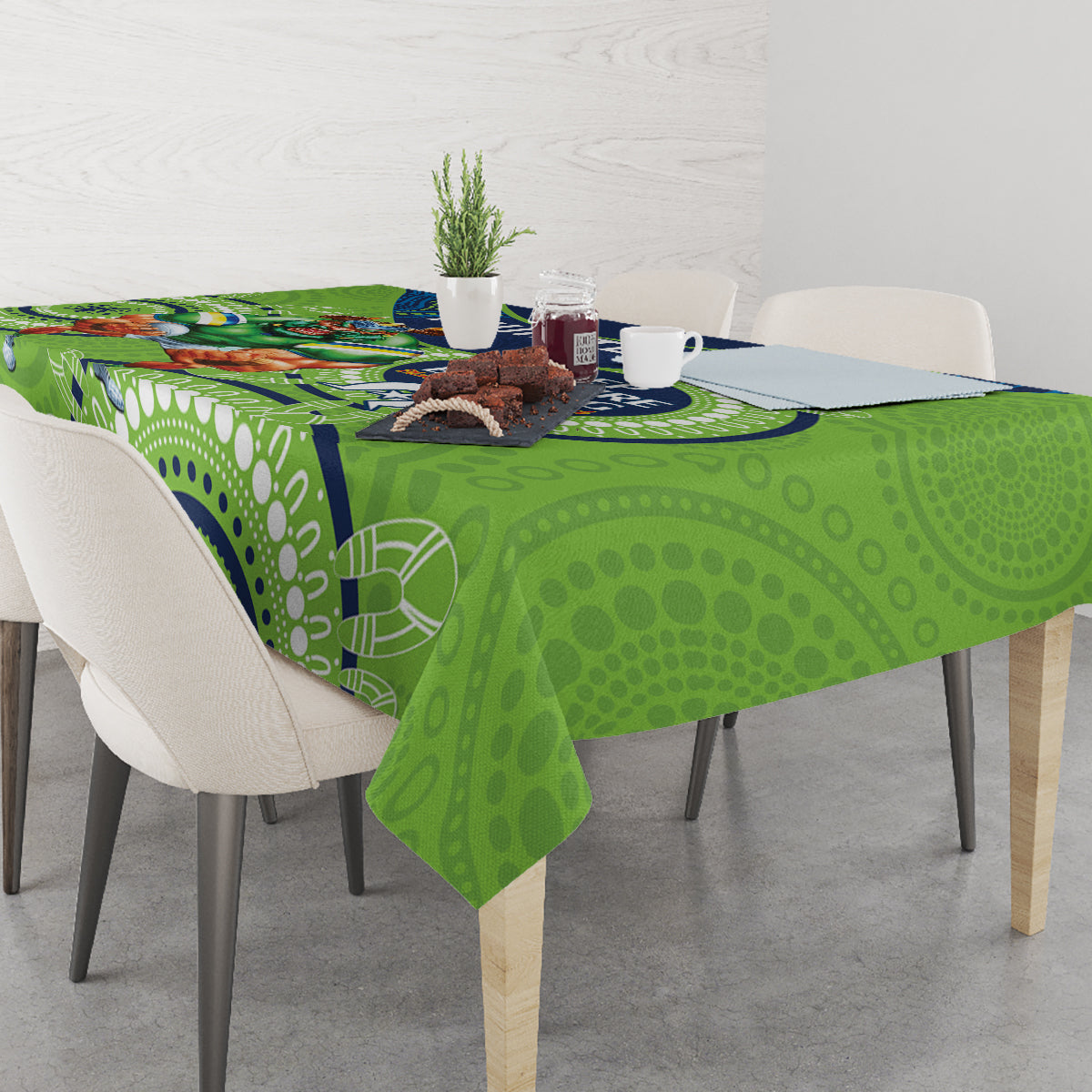Custom NRL Raiders NAIDOC Week Tablecloth Keep The Fire Burning Indigenous Art