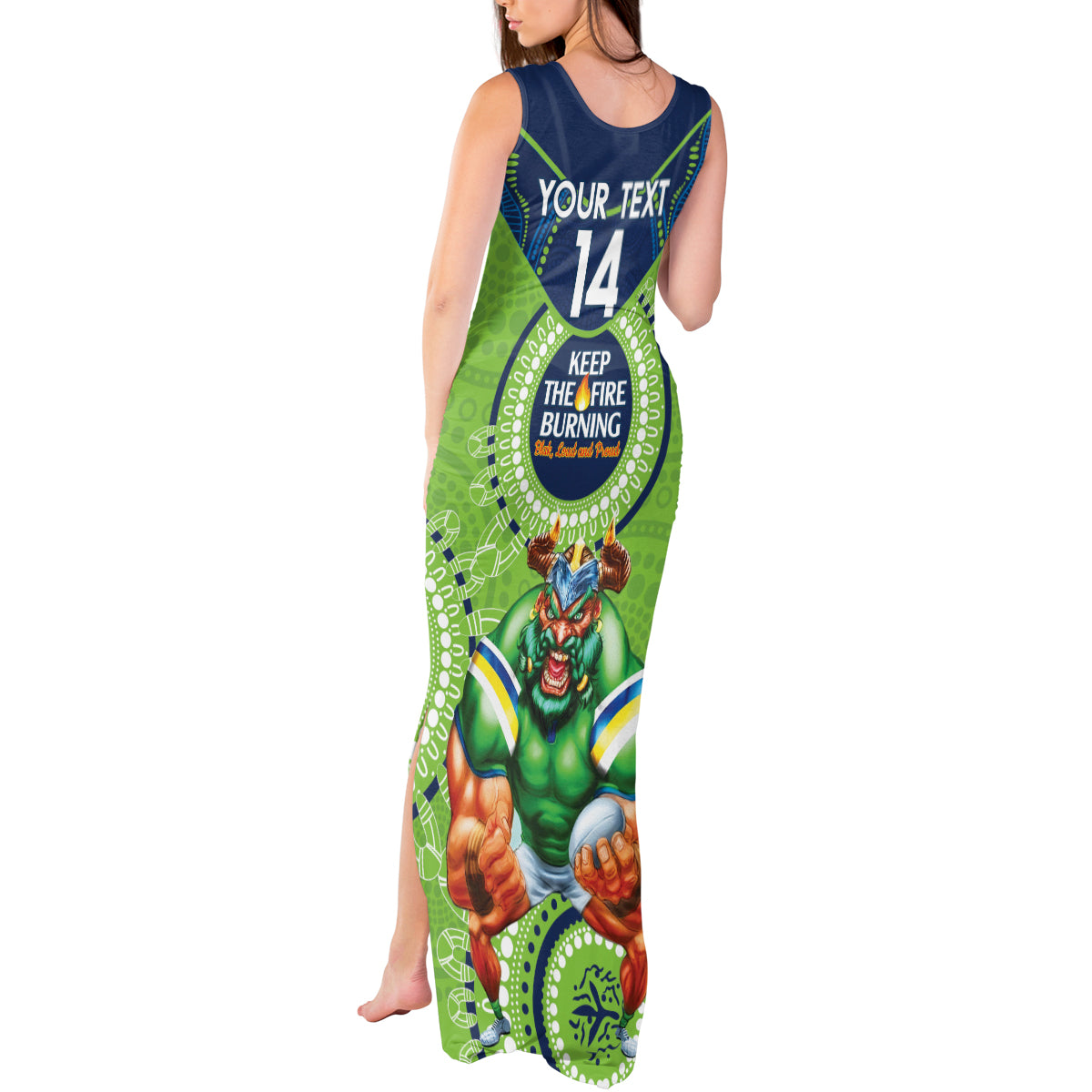 Custom NRL Raiders NAIDOC Week Tank Maxi Dress Keep The Fire Burning Indigenous Art