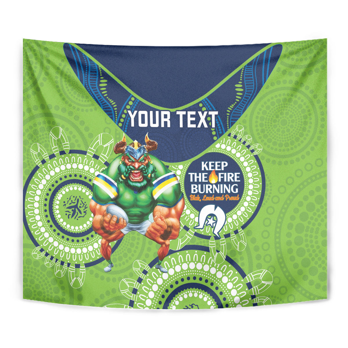 Custom NRL Raiders NAIDOC Week Tapestry Keep The Fire Burning Indigenous Art
