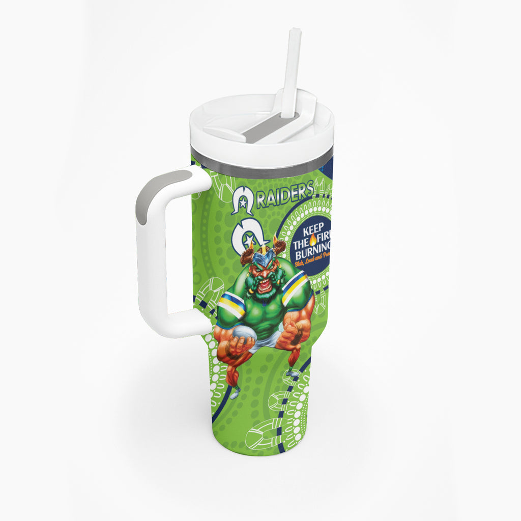 NRL Raiders NAIDOC Week Tumbler With Handle Keep The Fire Burning Indigenous Art