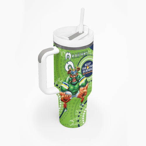 NRL Raiders NAIDOC Week Tumbler With Handle Keep The Fire Burning Indigenous Art