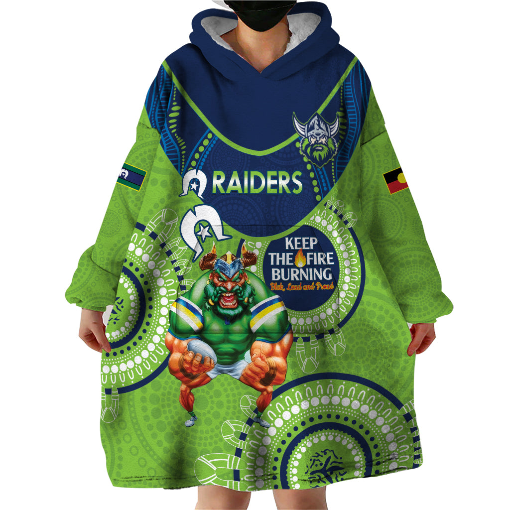 Custom NRL Raiders NAIDOC Week Wearable Blanket Hoodie Keep The Fire Burning Indigenous Art