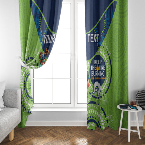 Custom NRL Raiders NAIDOC Week Window Curtain Keep The Fire Burning Indigenous Art