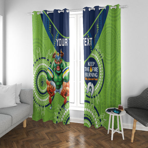 Custom NRL Raiders NAIDOC Week Window Curtain Keep The Fire Burning Indigenous Art