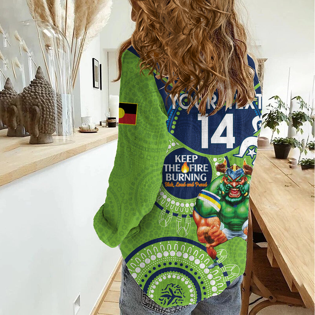 Custom NRL Raiders NAIDOC Week Women Casual Shirt Keep The Fire Burning Indigenous Art