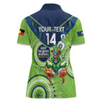 Custom NRL Raiders NAIDOC Week Women Polo Shirt Keep The Fire Burning Indigenous Art