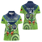 Custom NRL Raiders NAIDOC Week Women Polo Shirt Keep The Fire Burning Indigenous Art