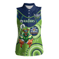 Custom NRL Raiders NAIDOC Week Women Sleeveless Polo Shirt Keep The Fire Burning Indigenous Art