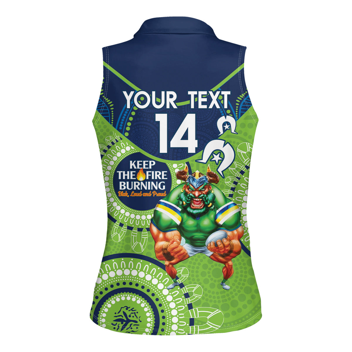 Custom NRL Raiders NAIDOC Week Women Sleeveless Polo Shirt Keep The Fire Burning Indigenous Art
